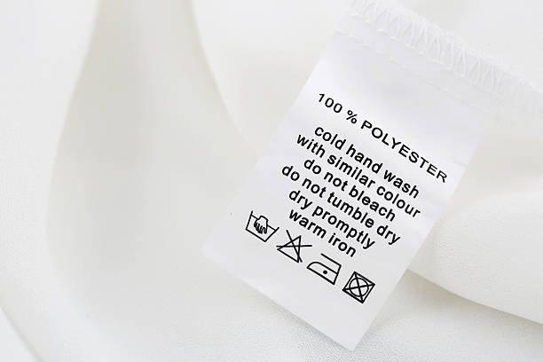 Fabric composition and washing instructions label on white shirt