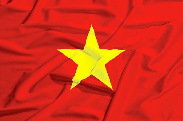istock Vietnam flag on a silk drape waving 497948149