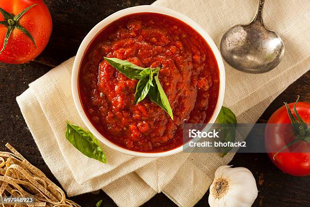 Homemade Red Italian Marinara Sauce Stock Photo - Download Image Now - Tomato Sauce, Marinara, Savory Sauce