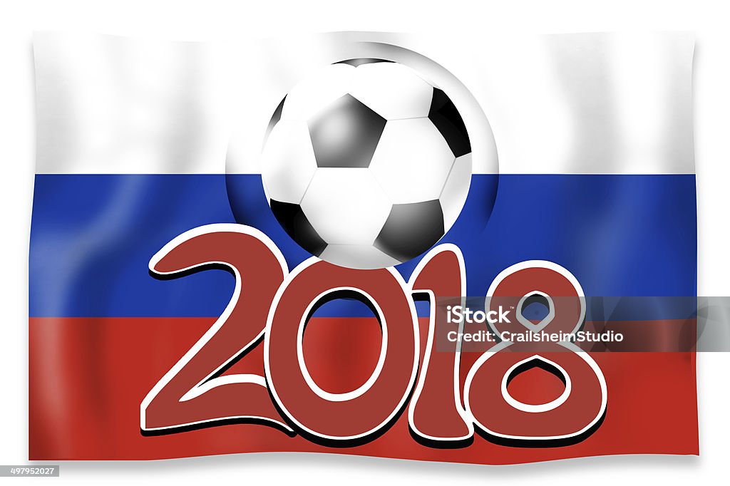 Russia Flag Creative Graphic Illustration Soccer Concept Russia Flag Soccer Concept 2018 stock illustration