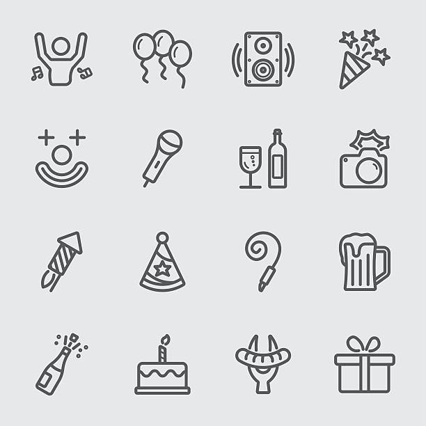 Party and birthday line icon Party and birthday line icon champagne region photos stock illustrations