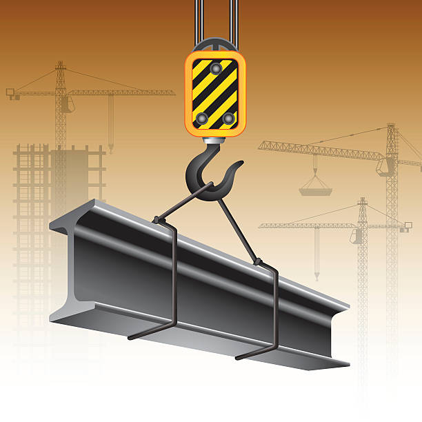 Crane hook and steel beam Crane hook with steel girder. Vector illustration girder stock illustrations