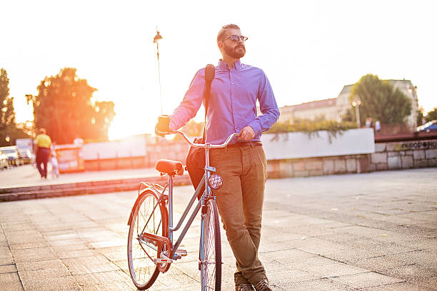 istock Off to work on a bike 497958434