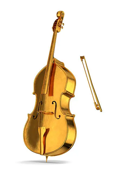 Golden cello isolated on white background witch shadow
