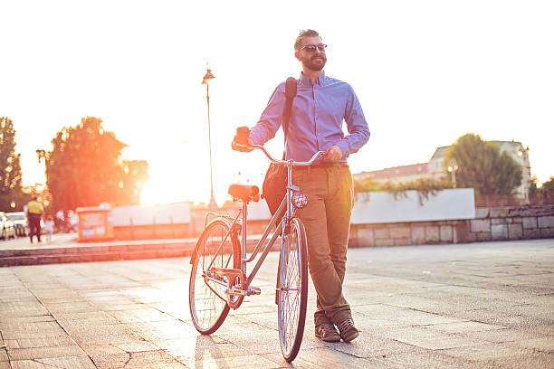 istock Off to work on a bike 497958478