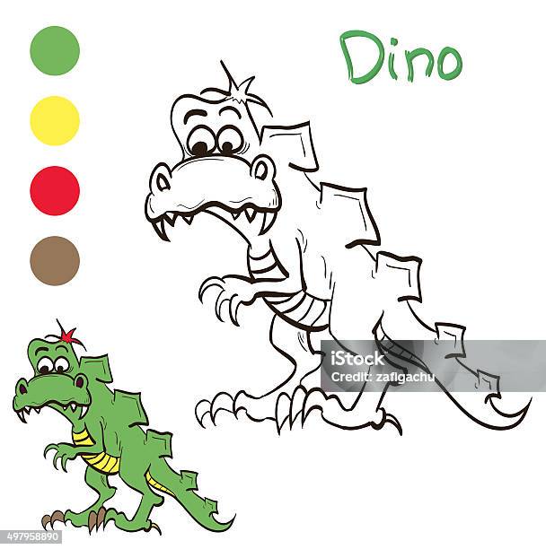 Ilustración de Dinosaurio Para Colorear Con Color Muestras Para Niños y más  Vectores Libres de Derechos de 2015 - iStock