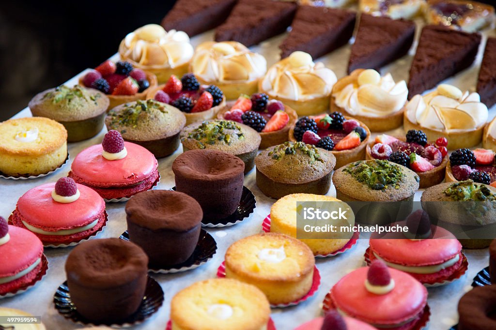 fresh cakes selection of cakes Bakery Stock Photo