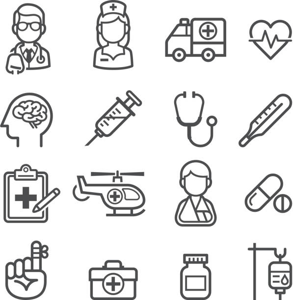 Medicine and Health icons. Medicine and Health icons.  paramedic stock illustrations