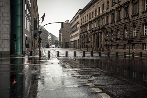 Streets of Berlin in a rainy day. Germany