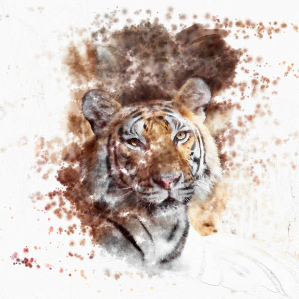 istock Watercolor painting tiger. 497964242