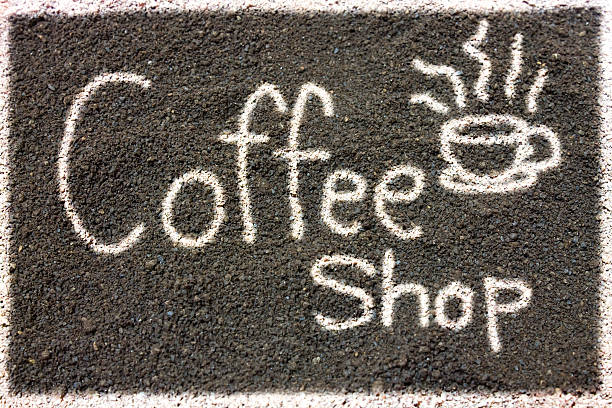 istock Coffee grounds write Coffee Shop, Coffee Shop Label 497970754