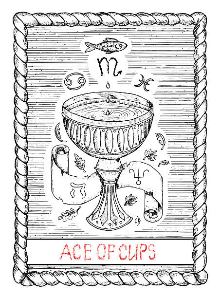 ace чашечках. на tarot карты - grail stock illustrations