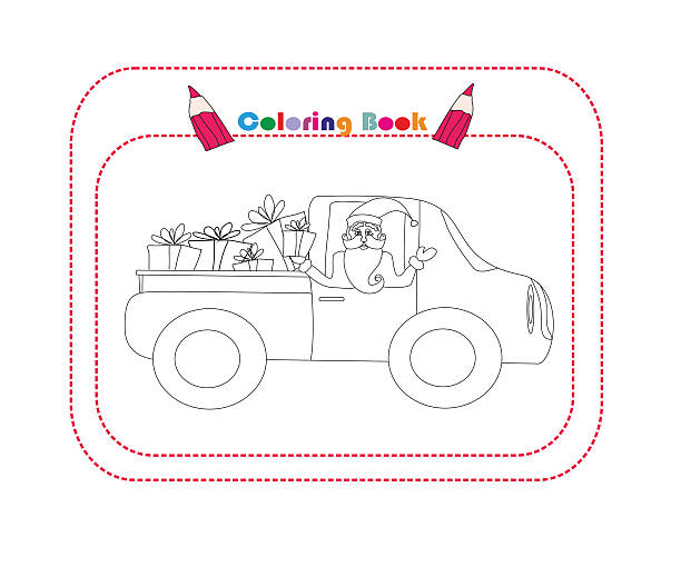 illustration of Santa Claus driving car with Christmas gifts vector art illustration