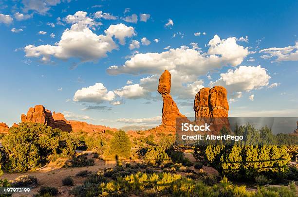 Sunset Over Balanced Rock Utah Stock Photo - Download Image Now - Balanced Rock, Balanced Rock - Arches National Park, Natural Arch