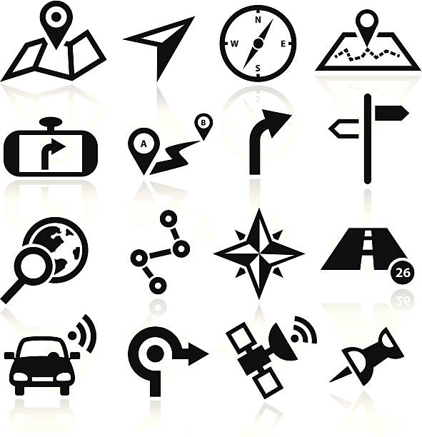 illustrations, cliparts, dessins animés et icônes de icônes de navigation - global communications directional sign road sign travel