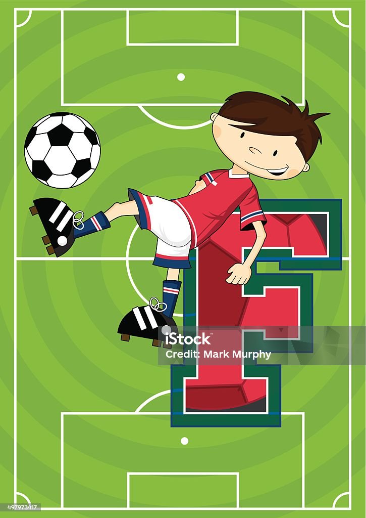 サッカーサッカー少年学習書 F - アルファベットのロイヤリティフリーベクトルアート