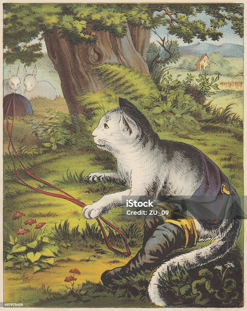 Puss in Boots, Lithographie, veröffentlichte 1875 - Lizenzfrei Märchen Stock-Illustration