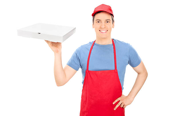 istock Happy man holding a box of pizza 497975551