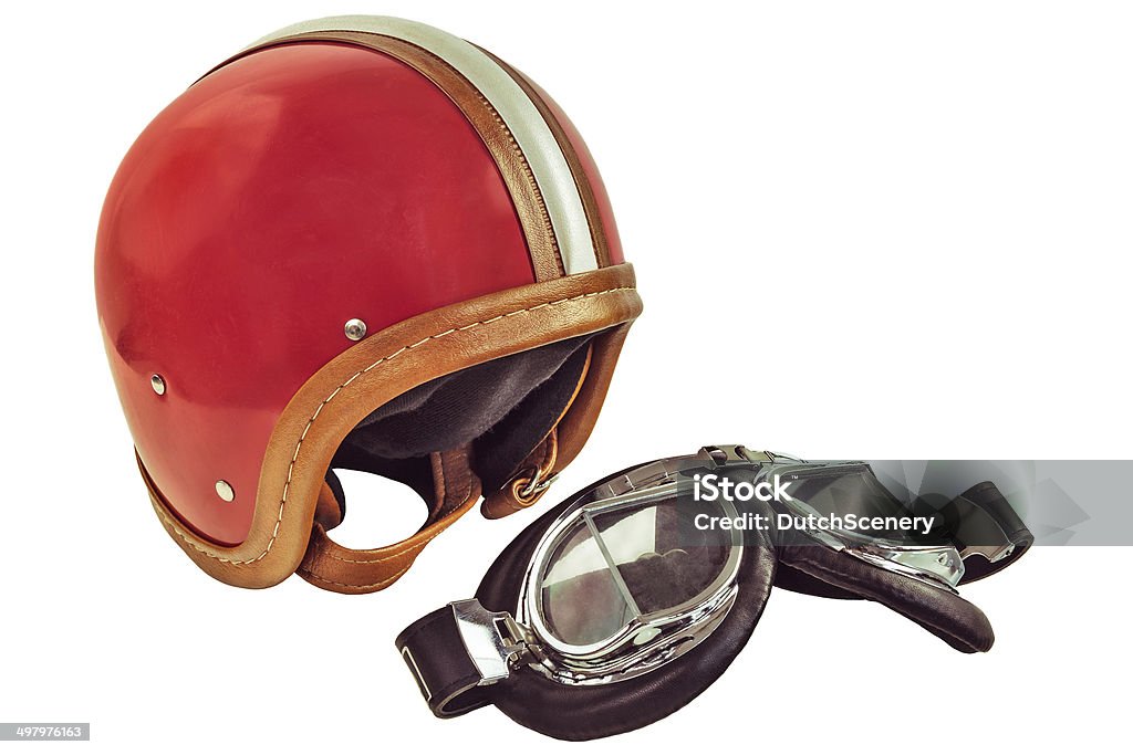복고풍 영상이 이전 모터 헬멧 보호안경 - 로열티 프리 헬멧 스톡 사진