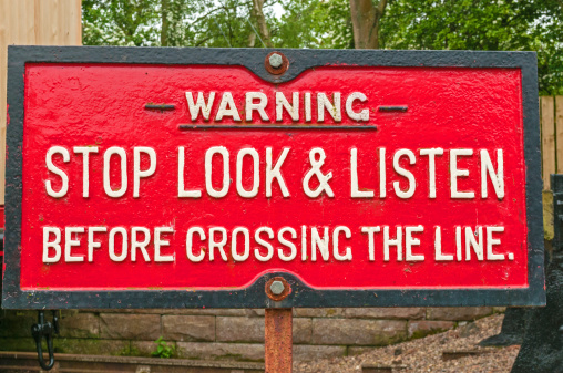 Old Railway warning sign