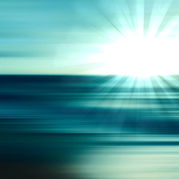 istock Blue abstract background with white spot light, abstract tropical horizon with sunburst 497979171