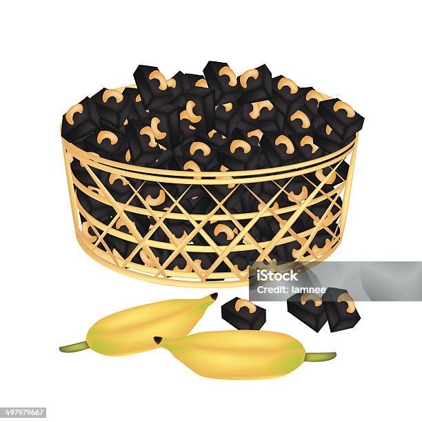 Ilustración de Marrón Cesta De Dulces Con Banana Golosinas Anacardo y más Vectores Libres de Derechos de Alimento