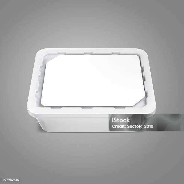 White Bank For Food On Gray Background Stock Photo - Download Image Now - 2015, Business Finance and Industry, Cardboard