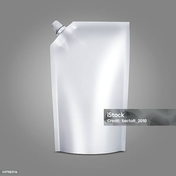 White Bank For Food On Gray Background Stock Photo - Download Image Now - Food, Packaging, 2015