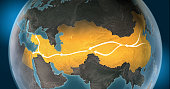 Map of Silk Road: routes connecting Asia to Europe