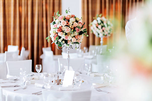 istock Beautiful wedding tables and roses 497990530