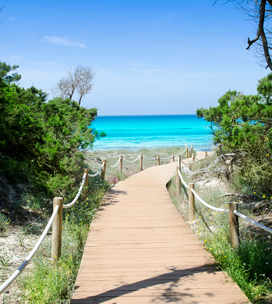 way to Illetes paradise beach in Formentera Balearic islands