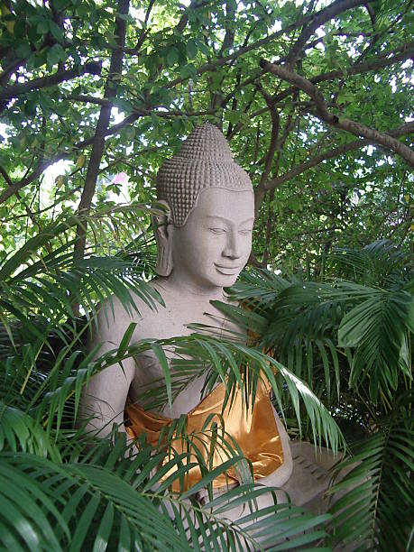 Free Stock Photo of Buddha Statue Surrounded by Green Leaves | Download ...