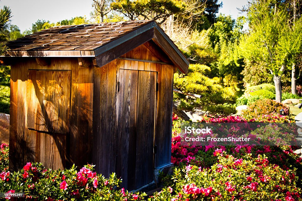 Japanese Garden with a shed Accidents and Disasters Stock Photo
