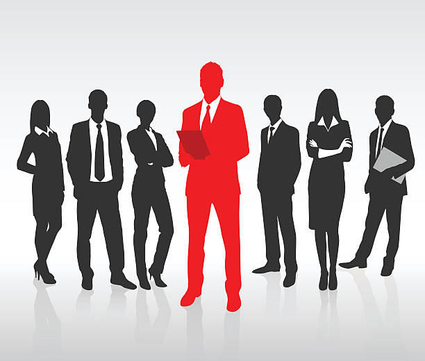 Red Businessman Silhouette, Black Business People Group Team Concept Red Businessman Silhouette, Black Business People Group Team Concept Vector Illustration business people silhouette stock illustrations