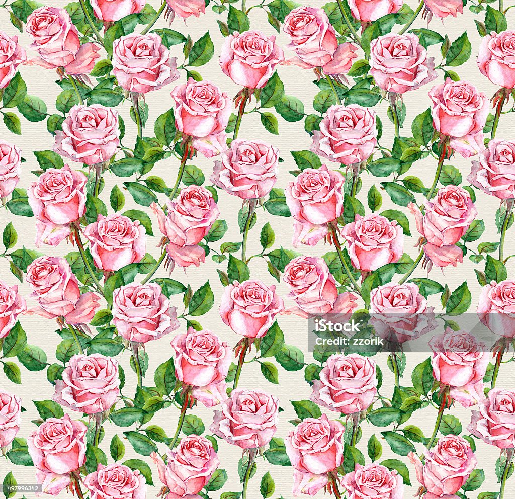 Repeating Pattern Roses Watercolor Pink Rose Flowers Repeated Pattern Stock Illustration ...