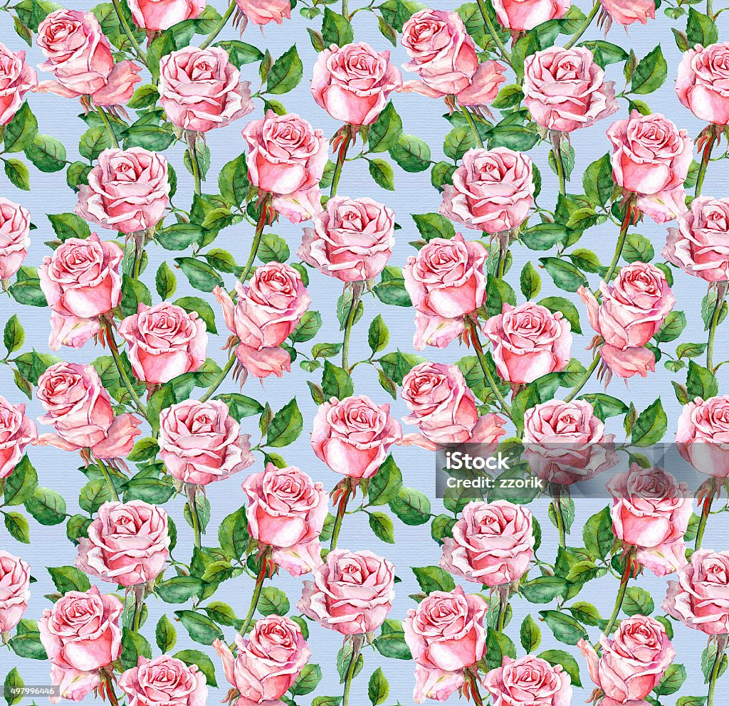 Full Drop Repeat Pattern Roses Watercolor Pink Rose Flowers Repeated Pattern Stock Illustration ...