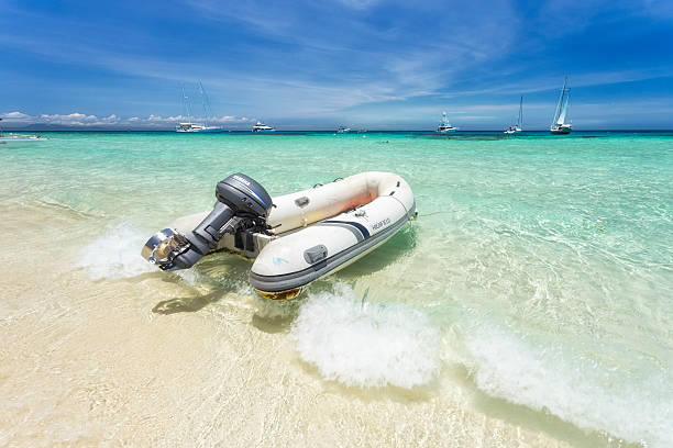 grande barrière de corail en bateau - runabout photos et images de collection