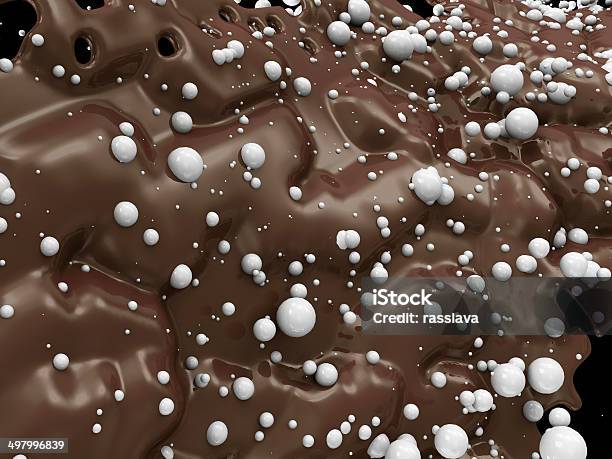 Closeup Di Cioccolato Splash Con Dolciumi - Fotografie stock e altre immagini di Astratto - Astratto, Bianco, Bibita