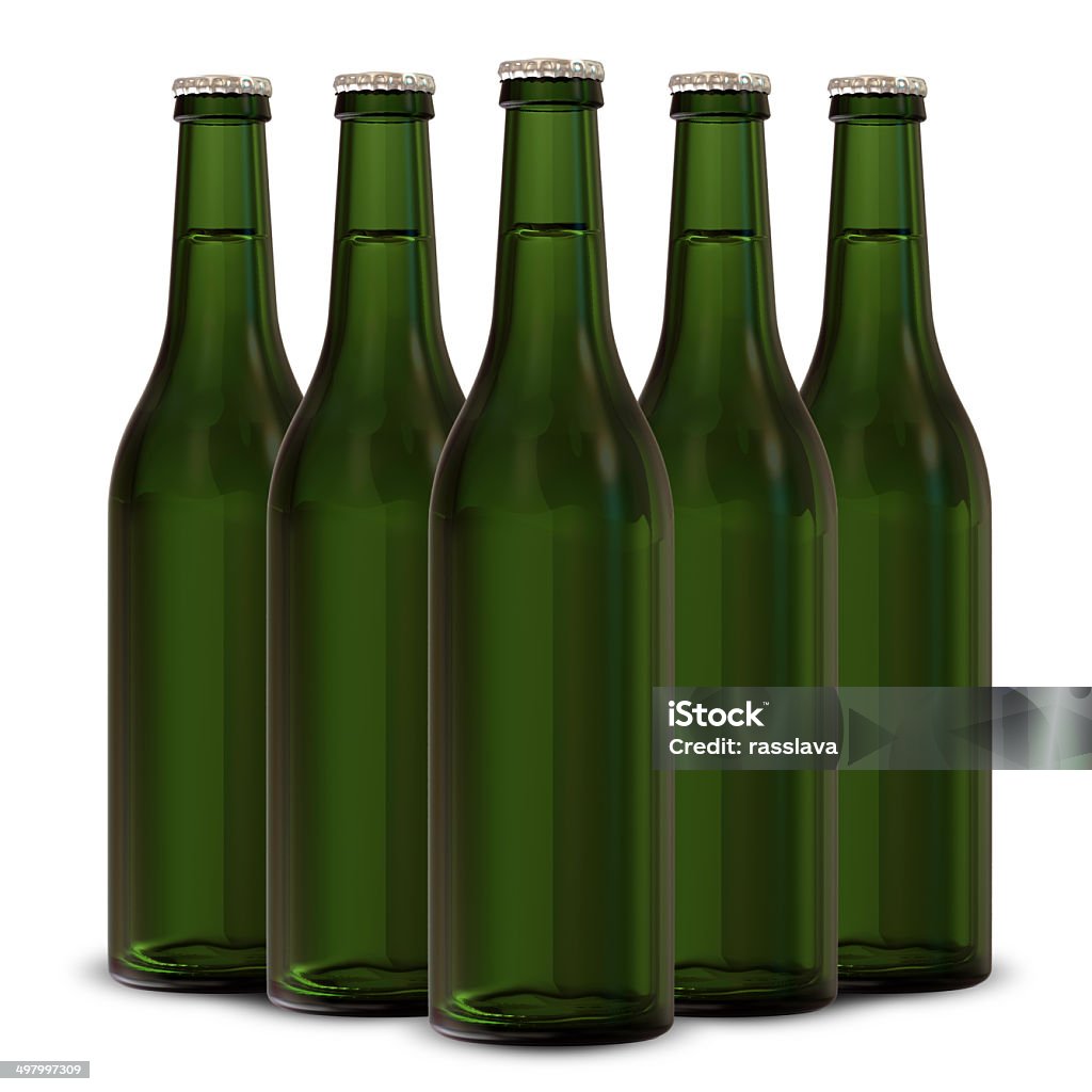Group of Beer Bottles isolated on white background Alcohol - Drink Stock Photo