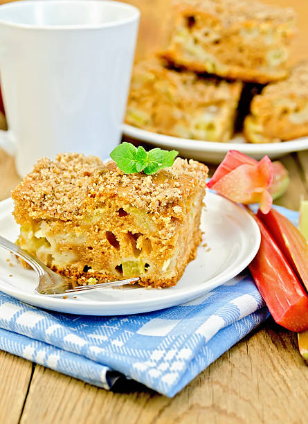 istock Pie with rhubarb and mint on the board 497998033