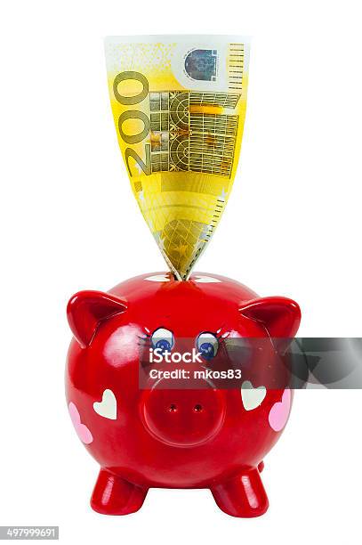 Piggy Bank And 200 Euro Banknote Stock Photo - Download Image Now - Bank Deposit Slip, Banking, Business
