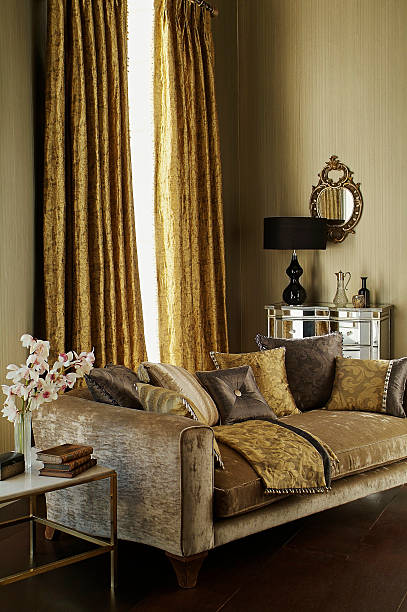 istock Interior of three seater sofa in living room 498009789