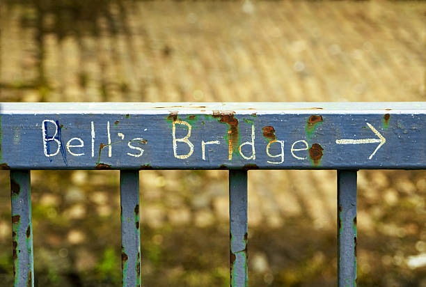 istock Handwritten sign indicating the direction to Bell's bridge 498009949