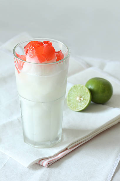 istock glass of lime smoothies drinks with red jelly 498011503