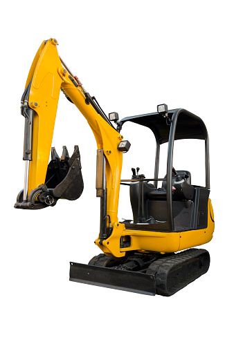 Small excavator isolated on a white background