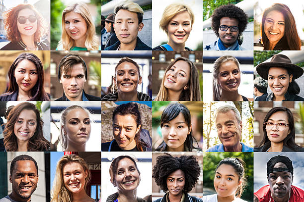 Multi ethnic people portraits Collection of diverse people headshots. human face photos stock pictures, royalty-free photos & images