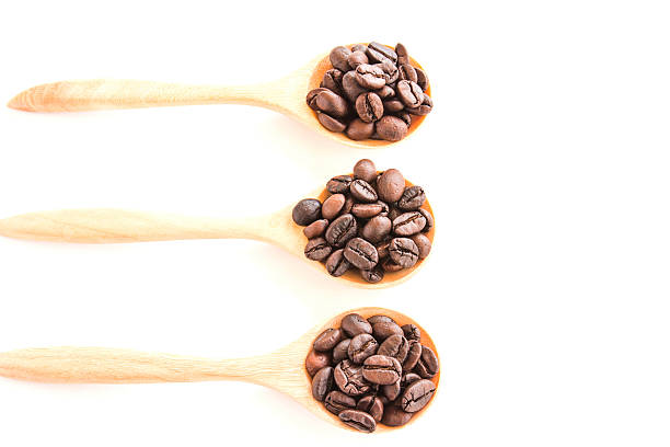 istock Coffee Beans in wooden spoon on white background 498014430