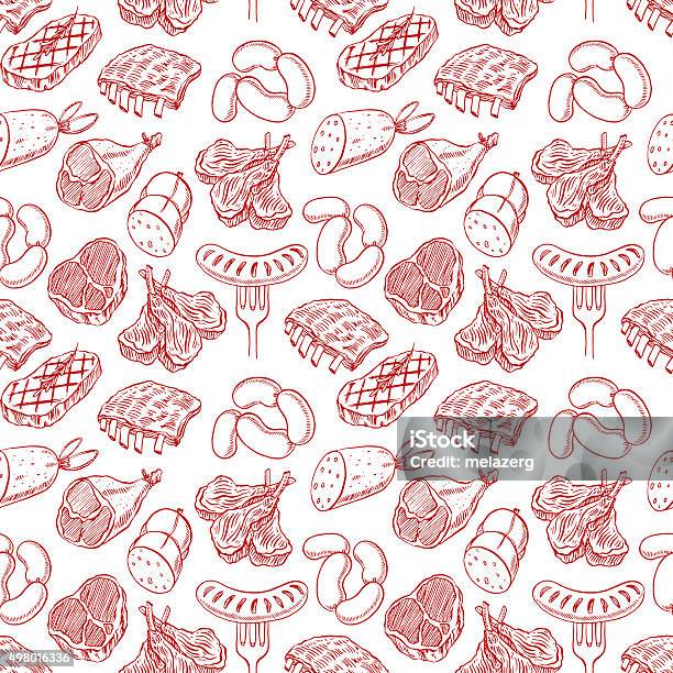 Seamless Sketch Meat Products Stock Illustration - Download Image Now - Meat, Pattern, Barbecue - Meal