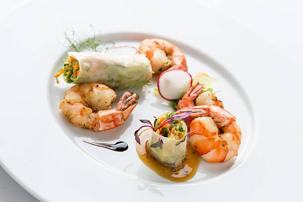 istock asian food on white plate 498016825