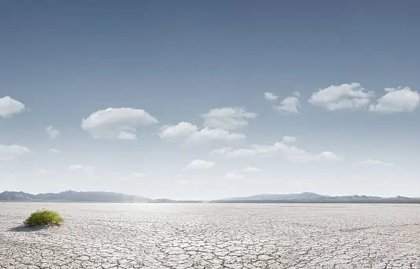 panoramic view od dry desert in death valley with some mountains on the back 